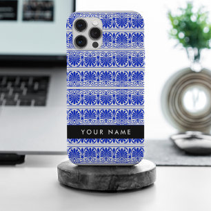 Grego Fret Arabesque Azul, Seu Nome, Personalize