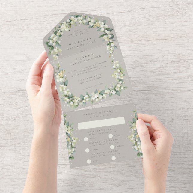 Greige Snowberry + Eucalyptus Wedding Multi Event (Aba destacável)