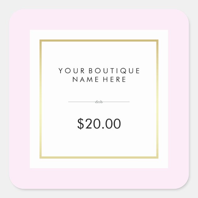 Grelha Chic rosa e Dourada etiqueta de preço de va (Frente)