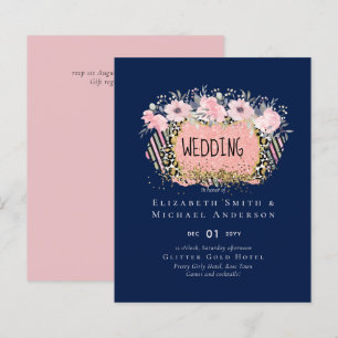 Grelha de Glitter Floral Rosa