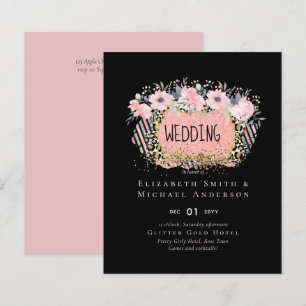 Grelha de Glitter Floral Rosa