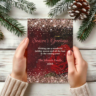 Grelha de ouro de flores vermelhas chic Ano novo N