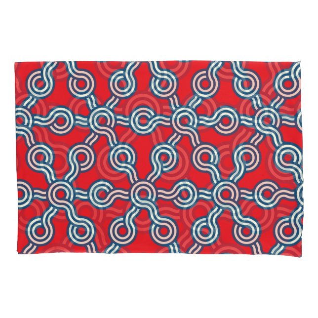 Grelha hexágona, azul vermelho, padrão geométrico. (Frente)