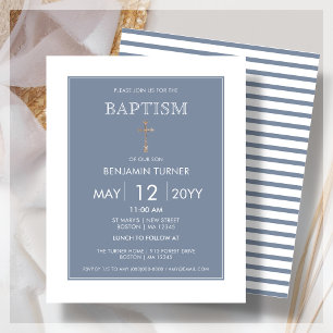 Greve Azul Dusty Convite orçamental Baptism