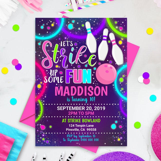 Greve de Aniversário da Boliche de Convite à bolic (Criador carregado)