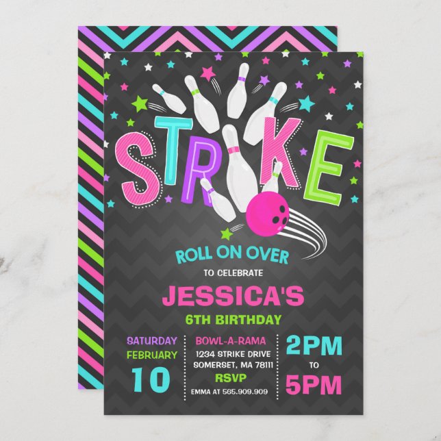 Greve de Festas de aniversário de Convite à Bolich (Frente/Verso)