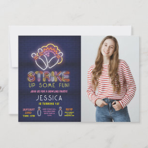 Greve de Foto Neon Festa de aniversário de Convite