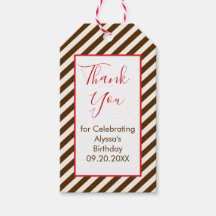 Greve Vermelha e Castanho Obrigado Etiquetas de Pr