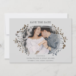 Grey Wedding Fancy Ornament Frame Flowers Photo