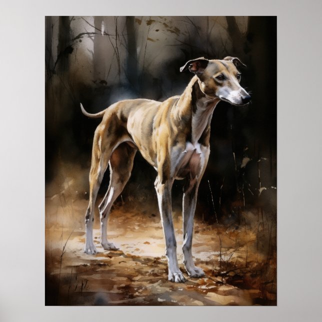 Greyhound Dog Art Impressão Poster (Frente)