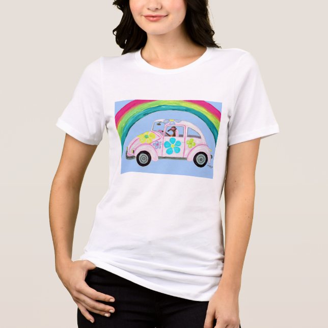  Greyhound in Hippy Car T-Shirt (Frente)
