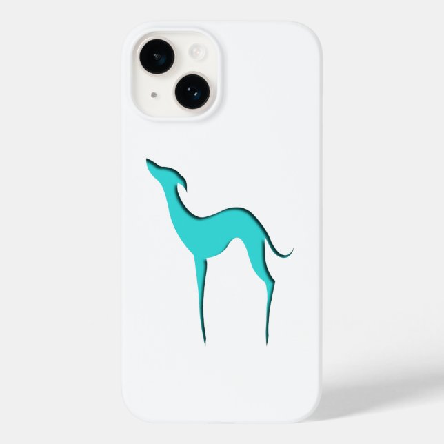 Greyhound Whippet dog Silhout Elegante de turquesa (Verso)
