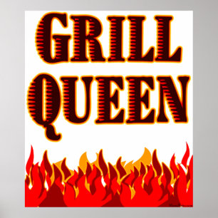Grill Queen Red Flames CHURRASCO Art Poster