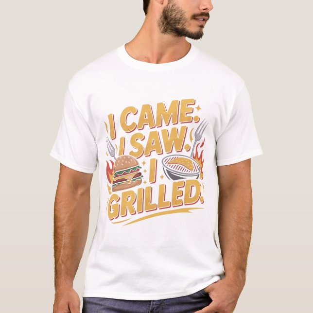 Grilled Burger Lovers Funny BBQ Typography T-Shirt (Frente)