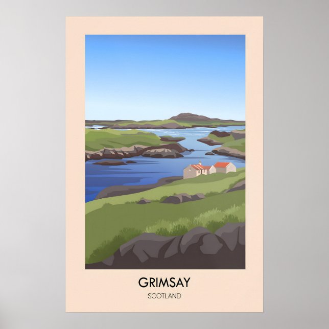 Grimsay Scotland Travel Poster (Frente)