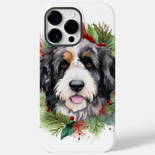 Grinalda de Natal Bernedoodle Cãozinho Festivo (Verso)