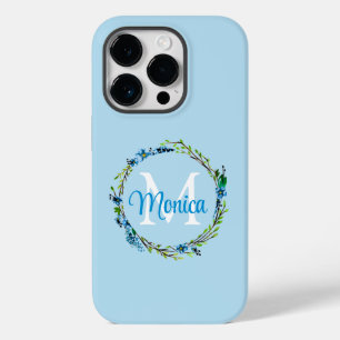 Grinalda Floral Azul Bonita com Monograma