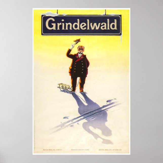 Grindelwald, Schweiz, Poster de viagens de Esqui (Frente)