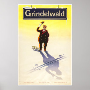 Grindelwald, Schweiz, poster de viagens do esqui