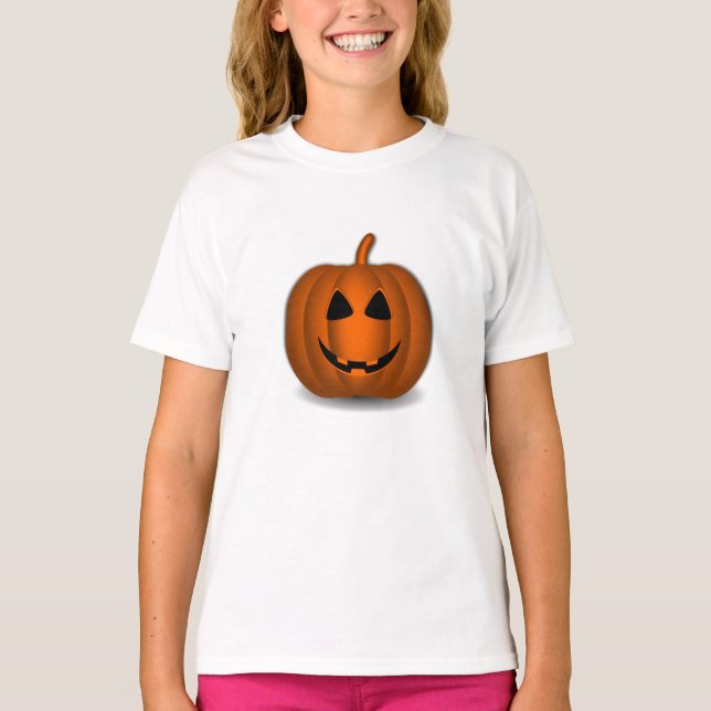 Grinning Jack o' Lantern Kids Ringer T-Shirt (Frente)