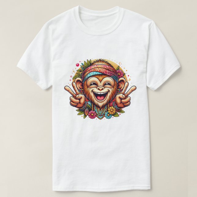 Grinning Peace Monkey Men's T-Shirt (Frente do Design)
