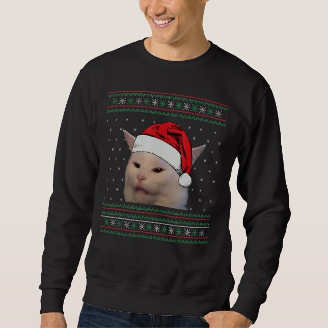 Gritando Com Um Gato Feio De Natal, Suéter Engraça (Frente)