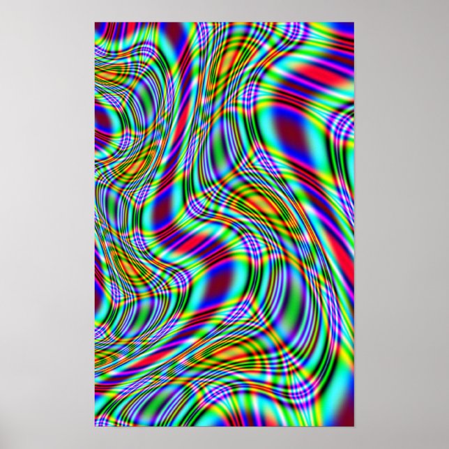 Gritando Rainbow ( nº 2 ) Fractal Poster (Frente)