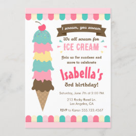 Gritar Seu Convite De Aniversário De Sorvete De Gr