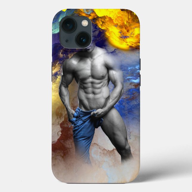 grito do físico musculoso em tons de cinza do Slip (Verso)