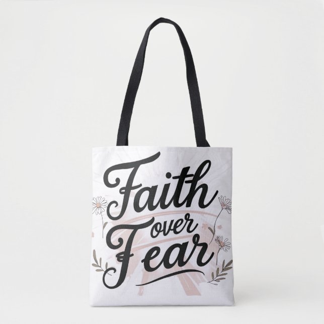 Grocery Tote Bag with Psalm 56:3-4 Bible Verse (Frente)