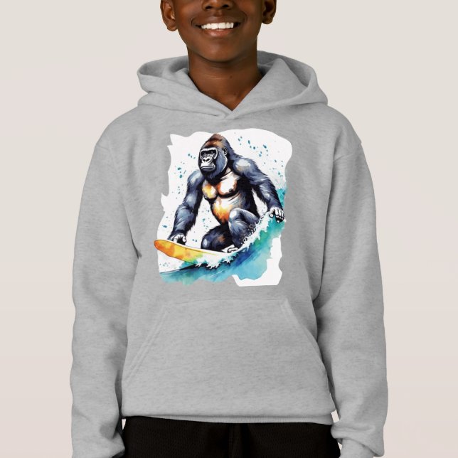 Grony gorilla surfando T-Shirt (Frente)