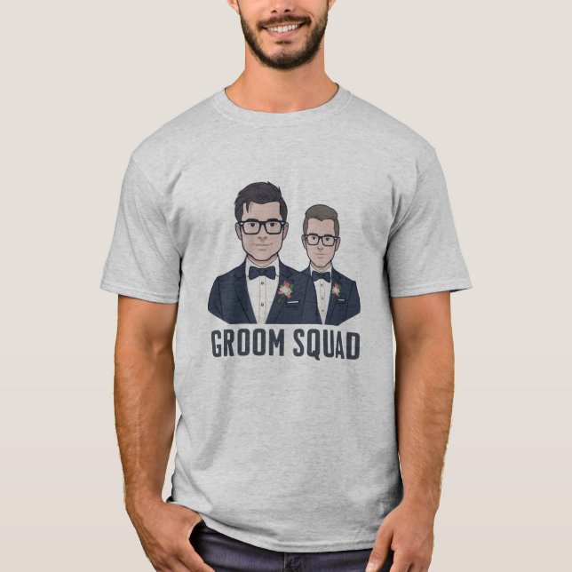 Groom Squad - Cartoon Groomsmen T-Shirt (Frente)