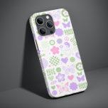 Groovis Good Vibes Y2K Butterfly Modern Girl<br><div class="desc">Groovy Good Vibes Y2K Butterfly Modern Girl iPhone Smart Capa de telefone apresenta um lindo e divertido padrão do y2k moderno para borboletas, corações, flores, boas vibrações, sinais de paz e padrão de conselho do verificador em rosa suave, roxo e verde. Dê um presente único e moderno para Natal, aniversário,...</div>