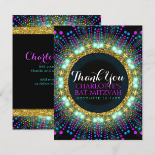 Groovy Blacklight Bat Mitzvah Cartões de agradeci
