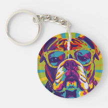 Groovy Bull Dog Chaveiro