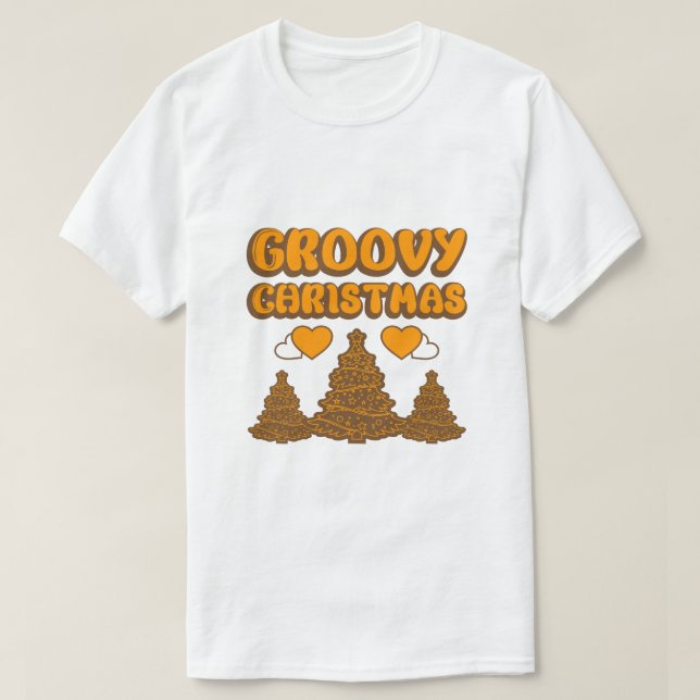 "Groovy Christmas" Retro 70s Style Holiday T-Shirt (Frente do Design)