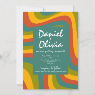 Groovy com Convite para Casamento Foto/QR de 70 an