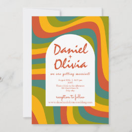 Groovy com Convite para Casamento QR de 70 anos