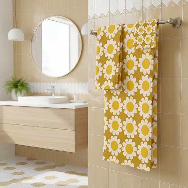 Groovy Daisy sunny yellow Bath Toalha (Criador carregado)