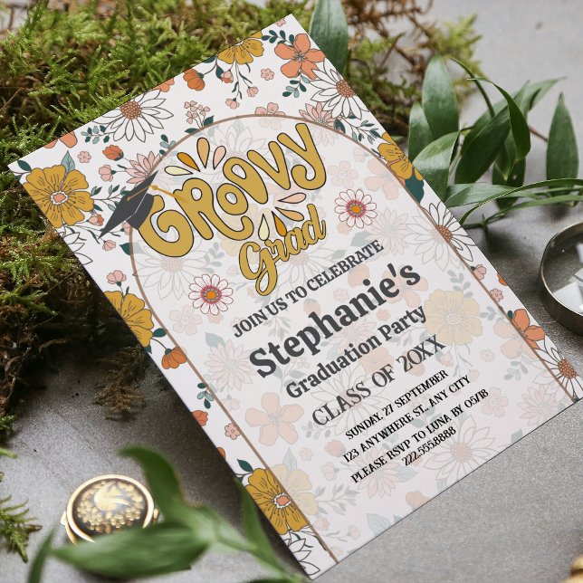 Groovy Formando: Convite Para Formatação (Groovy Grad: Far Out Graduation Invitation)