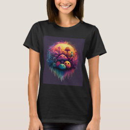 Groovy Fun Mushrooms Women’s Black T-Shirt