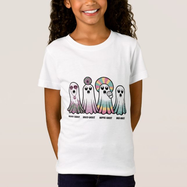 Groovy Ghosts Halloween T-Shirt Retro Psychedelic (Frente)