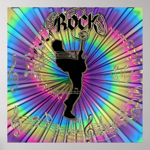 Groovy Guitar em um Poster de Música Tie-Dye Dream
