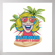 Groovy Happy Face Summer Vibes Poster para Profess