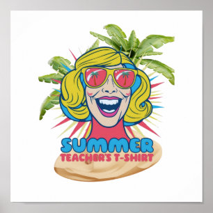 Groovy Happy Face Summer Vibes Poster para Profess