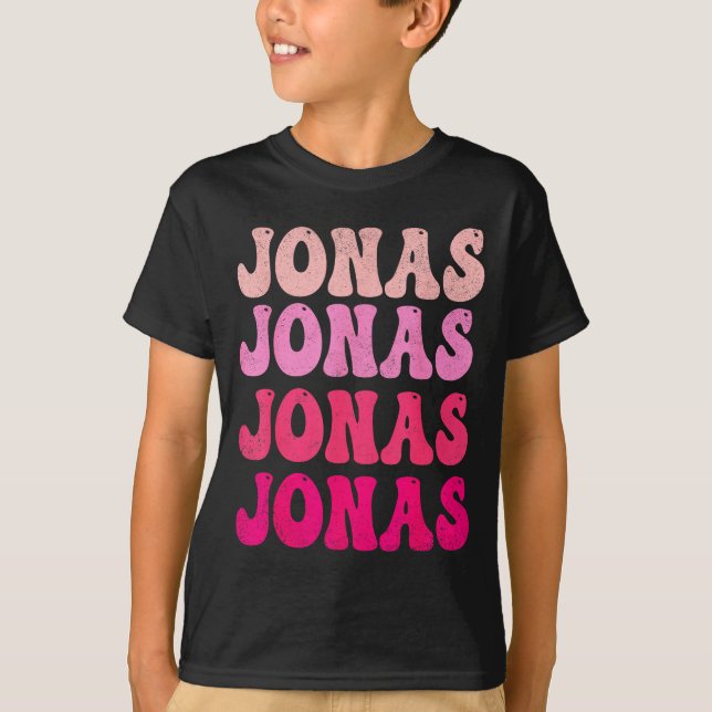 Groovy Jonas Primeiro Nome D Eu Amo Jonas Camiseta (Frente)