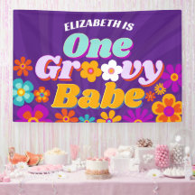 Groovy One Colorful Retro Floral Birthday