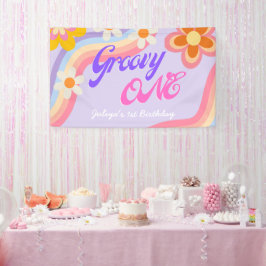 Groovy One Retro Rainbow primeiro aniversario