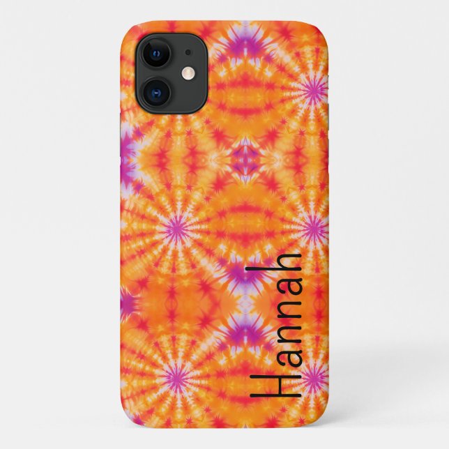 Groovy Orange Pink Tie Dye capas de iphone (Verso)