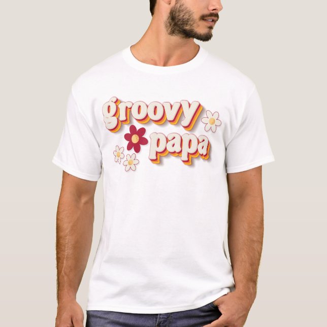 Groovy Papa T-Shirt | Retro Daisy Boho Birthday Pa (Frente)